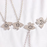 4-Piece Star Moon Necklace Cloud Pendant Sisters Friendship Necklace