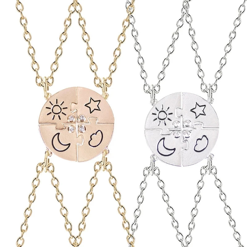 4-Piece Star Moon Necklace Cloud Pendant Sisters Friendship Necklace
