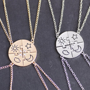 4-Piece Star Moon Necklace Cloud Pendant Sisters Friendship Necklace