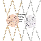 4-Piece Star Moon Necklace Cloud Pendant Sisters Friendship Necklace