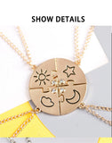 4-Piece Star Moon Necklace Cloud Pendant Sisters Friendship Necklace