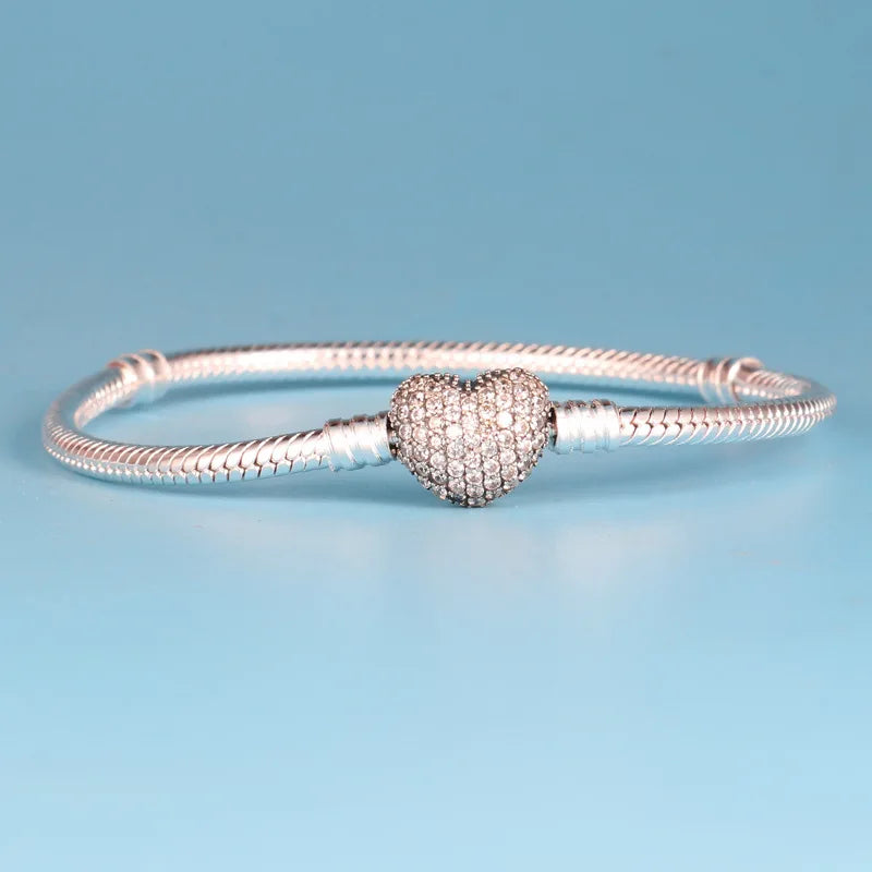 925 Silver Moment Heart Bracelet for European Charm Bracelets