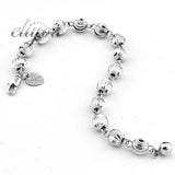 7mm Womens Carved Beads Link Chain Bracelet