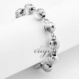7mm Womens Carved Beads Link Chain Bracelet