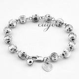 7mm Womens Carved Beads Link Chain Bracelet