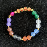 Rainbow Natural Jades 8mm Round Beads Pendant Bracelet Women Jewelry Gift