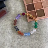 Rainbow Natural Jades 8mm Round Beads Pendant Bracelet Women Jewelry Gift