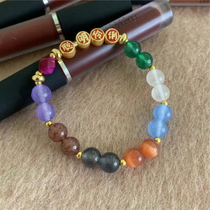 Rainbow Natural Jades 8mm Round Beads Pendant Bracelet Women Jewelry Gift