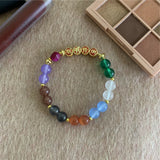 Rainbow Natural Jades 8mm Round Beads Pendant Bracelet Women Jewelry Gift