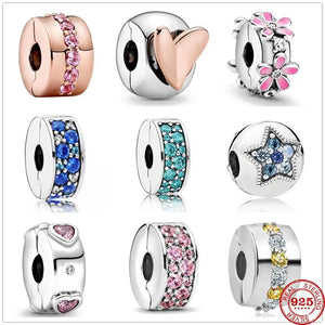 Pink Pav? Clip Charm Beads for Silver 925 Bracelet