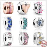 Pink Pav? Clip Charm Beads for Silver 925 Bracelet