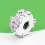 Pink Pav? Clip Charm Beads for Silver 925 Bracelet