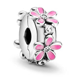 Pink Pav? Clip Charm Beads for Silver 925 Bracelet
