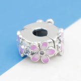 Pink Pav? Clip Charm Beads for Silver 925 Bracelet