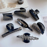 Grey Patchwork Hair Clip Geometric High Acetate Shark Clip