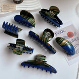 French Retro Stripe Patchwork Hair Clip Geometric Acetate Shark Clip