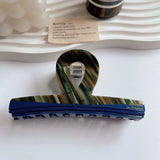 French Retro Stripe Patchwork Hair Clip Geometric Acetate Shark Clip