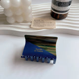 French Retro Stripe Patchwork Hair Clip Geometric Acetate Shark Clip