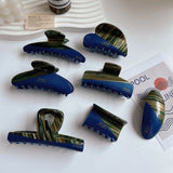French Retro Stripe Patchwork Hair Clip Geometric Acetate Shark Clip