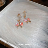French INS Style Alloy Rhinestone Bow Earrings