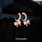 French INS Style Alloy Rhinestone Bow Earrings