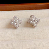 French Petal Zircon Earrings Women Versatile Accessories