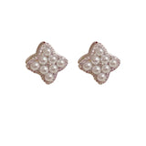 French Petal Zircon Earrings Women Versatile Accessories
