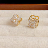 French Petal Zircon Earrings Women Versatile Accessories
