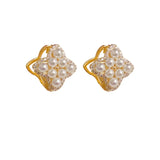 French Petal Zircon Earrings Women Versatile Accessories
