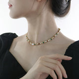 French Beimu Pearl Titanium Steel Neckchain Wedding Jewelry