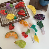 Fruits & Vegetables Hair Clip Claw Watermelon Cherry Grape Acetic Acid