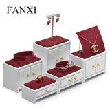 French Jewelry Display Stand Solid Wood Leather Jewelry Stand