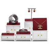 French Jewelry Display Stand Solid Wood Leather Jewelry Stand