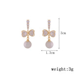French Zircon Earrings Delicate Full Zircon Pearl Water Drop Long Earrings