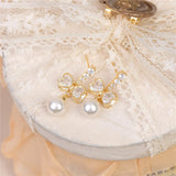 French Zircon Earrings Delicate Full Zircon Pearl Water Drop Long Earrings
