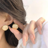 French ShinyZircon Pearl Shell Fan Shaped Earrings Women Party Jewelry