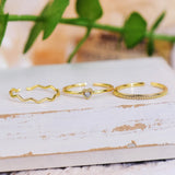 French Minimalist Heart Shine Lady Ring Jewelry Gift Set