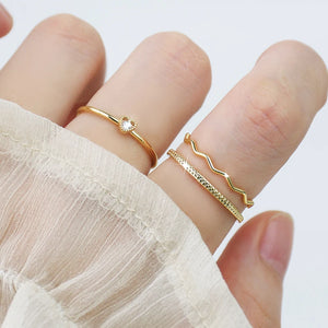 French Minimalist Heart Shine Lady Ring Jewelry Gift Set