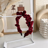 French Red Velvet Pearl Bow Hair Hoop Sweet Temperament Headband