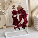 French Red Velvet Pearl Bow Hair Hoop Sweet Temperament Headband