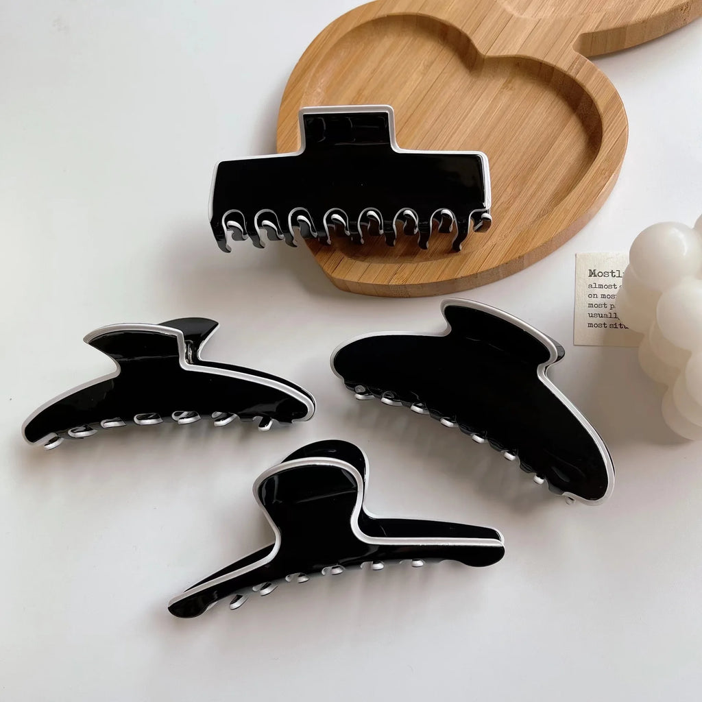 French Retro Solid Acetate Hair Claw Clip Geometric Hair Accessory