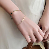 French Retro Bracelet Emerald Crystal Charm Bracelets Women Temperament Chain