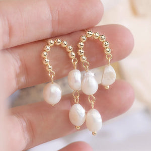 French Retro Tassel Baroque Pearls Women Earring