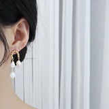 French Retro Tassel Baroque Pearls Women Earring