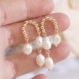 French Retro Tassel Baroque Pearls Women Earring
