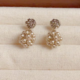 French Vintage Pearl Pendant Earstuds Women Jewelry