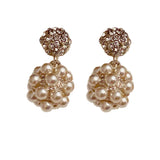 French Vintage Pearl Pendant Earstuds Women Jewelry