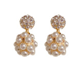 French Vintage Pearl Pendant Earstuds Women Jewelry