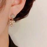French Vintage Pearl Pendant Earstuds Women Jewelry