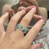 French Green Stone Rope Ring - Elegant and Stylish Tourmaline Ring